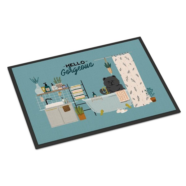 Carolines Treasures 18 x 27 in. Black Chow Chow in Bathtub Indoor or Outdoor Mat CK7565MAT - main